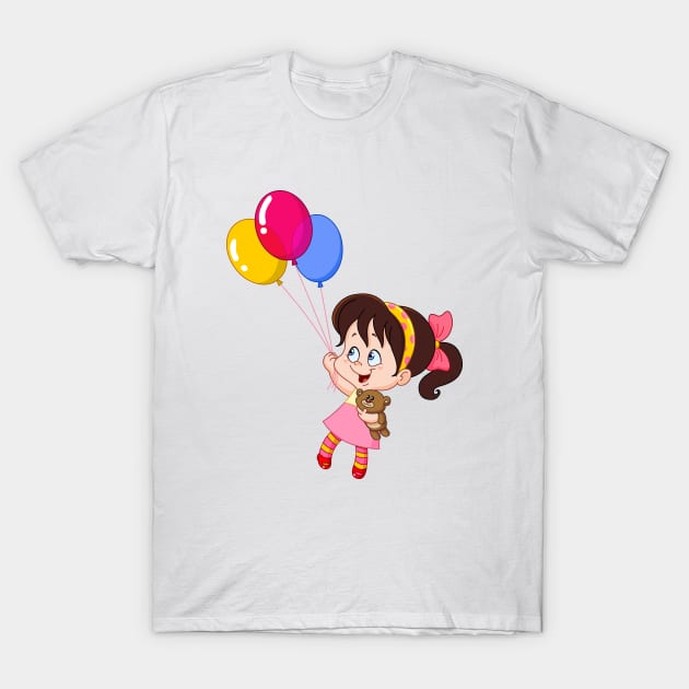 Girl with Balloons T-Shirt by DigiToonsTreasures